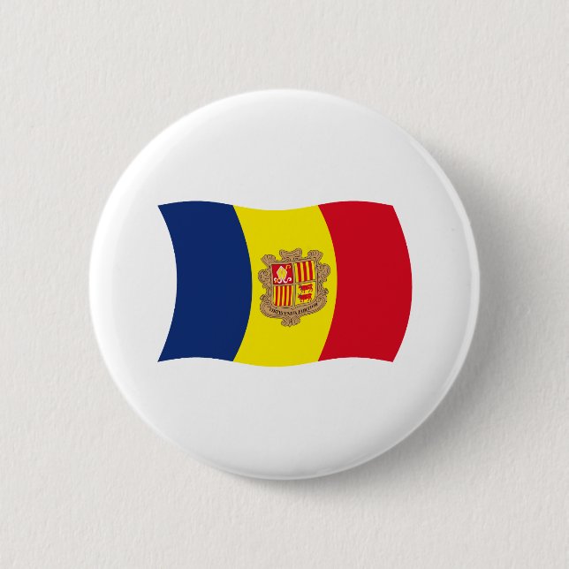 Badge Rond 5 Cm Bouton du drapeau d'Andorre (Devant)