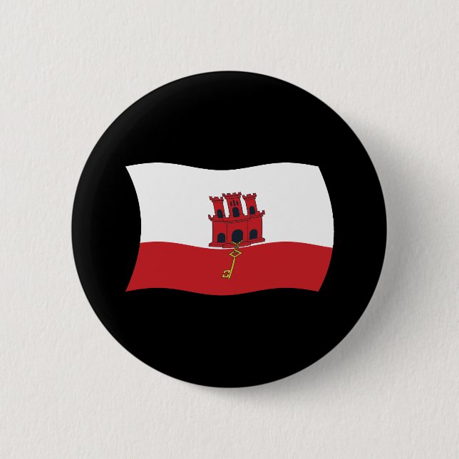 Badge Rond 5 Cm Bouton du drapeau de Gibraltar (Devant)