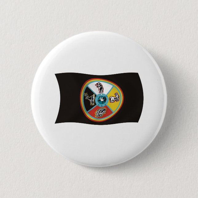 Badge Rond 5 Cm Bouton du drapeau de la tribu de Sault Ste. Marie (Devant)
