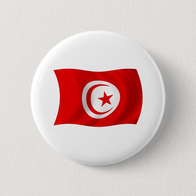 Badge Rond 5 Cm Bouton du drapeau de la Tunisie (Devant)