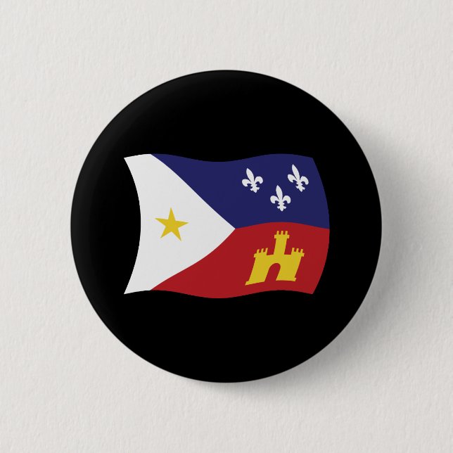 Badge Rond 5 Cm Bouton du drapeau de l'Acadiana (Devant)
