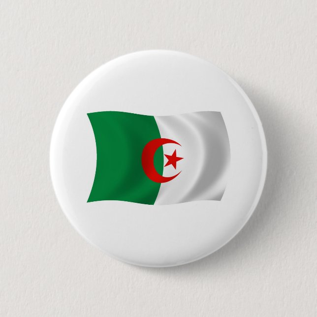 Badge Rond 5 Cm Bouton du drapeau de l'Algérie (Devant)