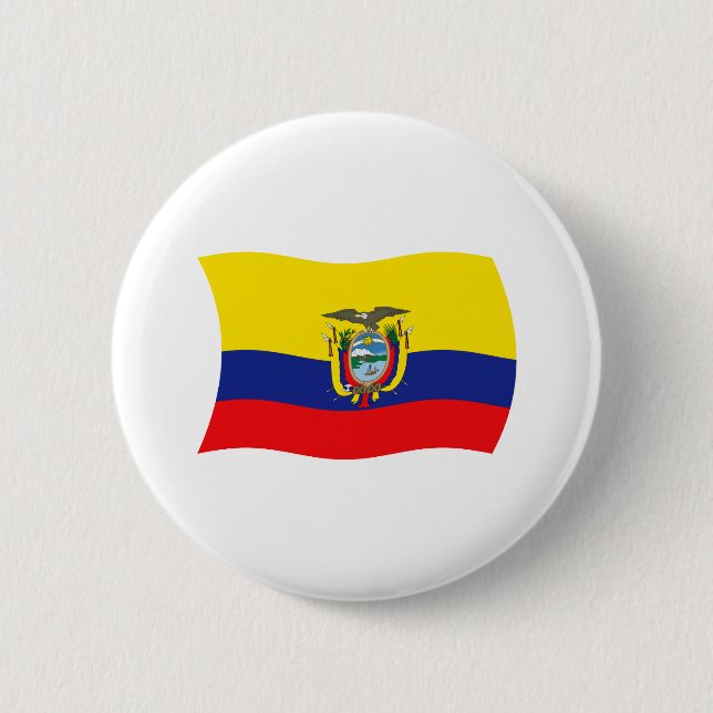 Badge Rond 5 Cm Bouton du drapeau de l'Équateur (Devant)