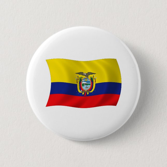 Badge Rond 5 Cm Bouton du drapeau de l'Équateur (Devant)