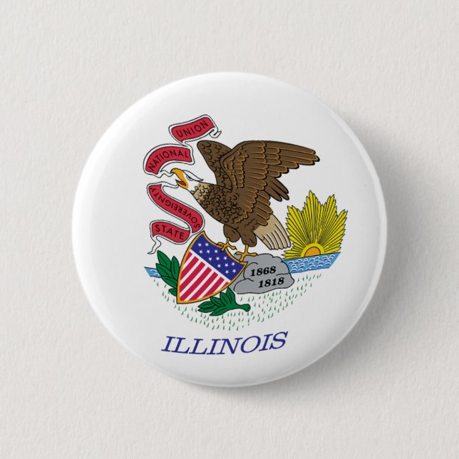 Badge Rond 5 Cm Bouton du drapeau de l'Illinois (Devant)