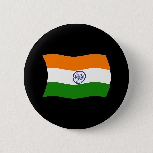 Badge Rond 5 Cm Bouton du drapeau de l'Inde (Devant)