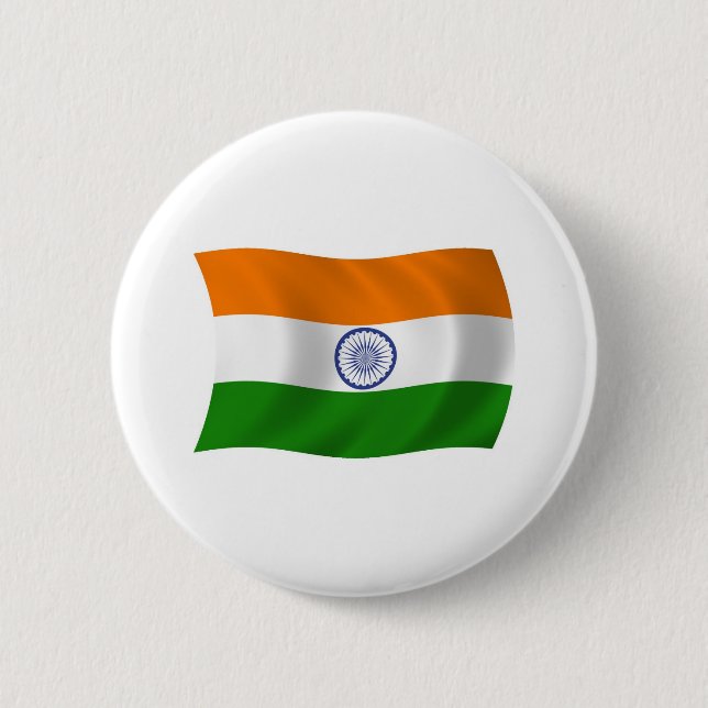 Badge Rond 5 Cm Bouton du drapeau de l'Inde (Devant)