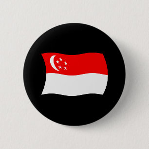 Badge Rond 5 Cm Bouton du drapeau de Singapour