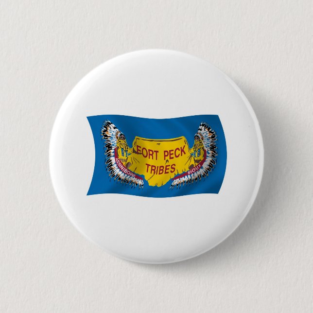 Badge Rond 5 Cm Bouton du drapeau des Assiniboines de Fort Peck (Devant)