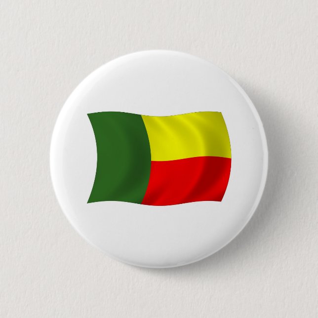 Badge Rond 5 Cm Bouton du drapeau du Bénin (Devant)