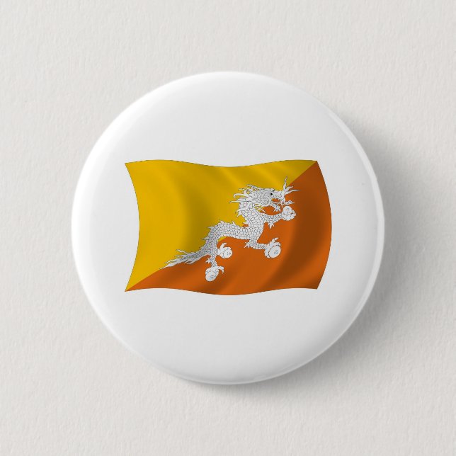 Badge Rond 5 Cm Bouton du drapeau du Bhoutan (Devant)