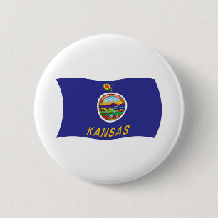 Badge Rond 5 Cm Bouton du drapeau du Kansas