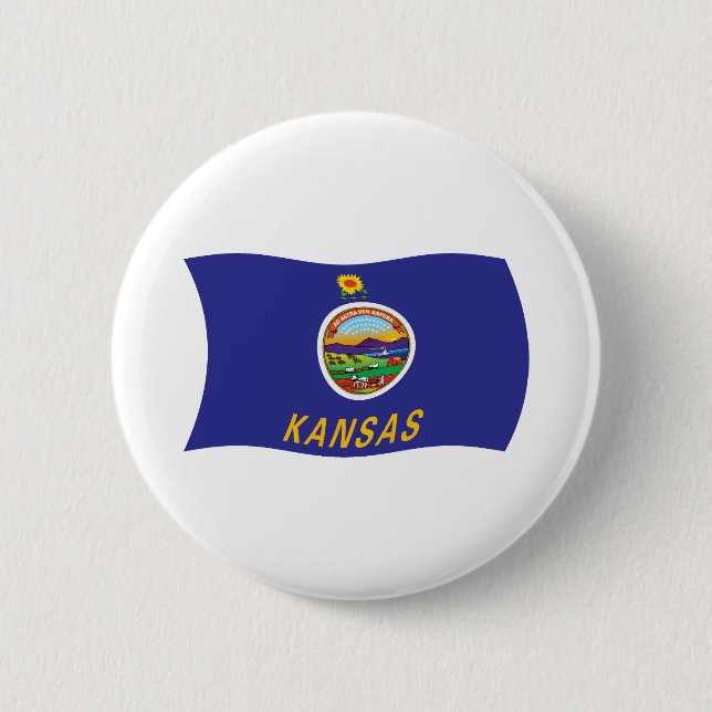 Badge Rond 5 Cm Bouton du drapeau du Kansas (Devant)