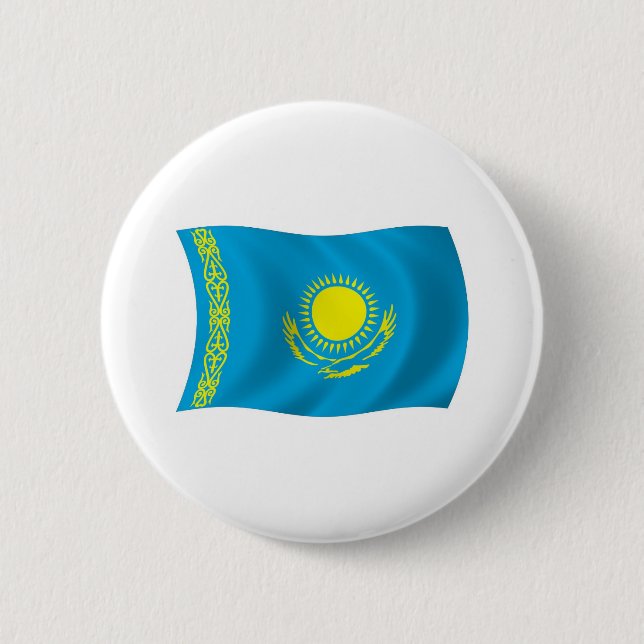 Badge Rond 5 Cm Bouton du drapeau du Kazakhstan (Devant)