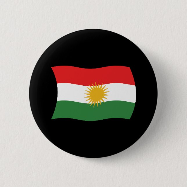 Badge Rond 5 Cm Bouton du drapeau du Kurdistan (Devant)