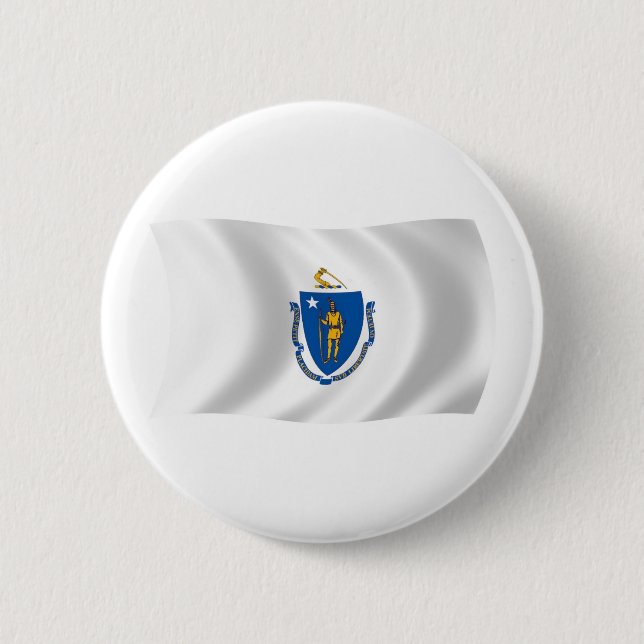 Badge Rond 5 Cm Bouton du drapeau du Massachusetts (Devant)