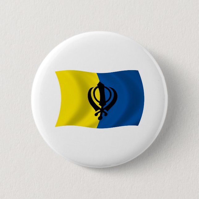 Badge Rond 5 Cm Bouton du drapeau du sikhisme (Devant)