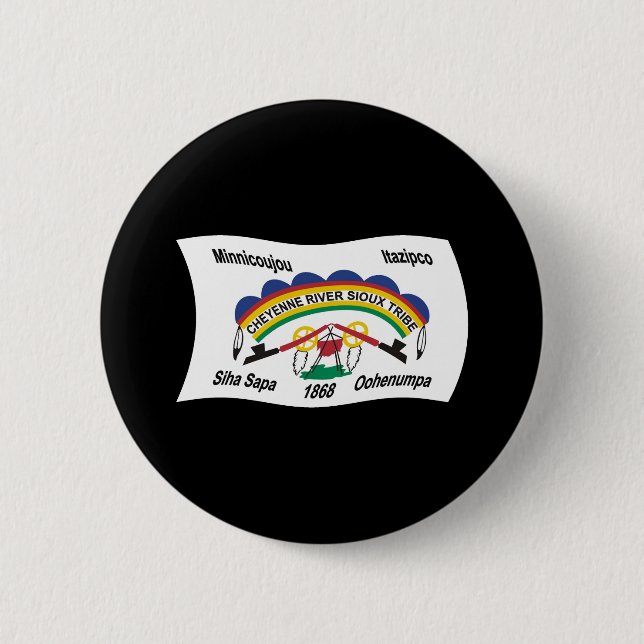 Badge Rond 5 Cm Bouton du drapeau sioux de la rivière Cheyenne (Devant)