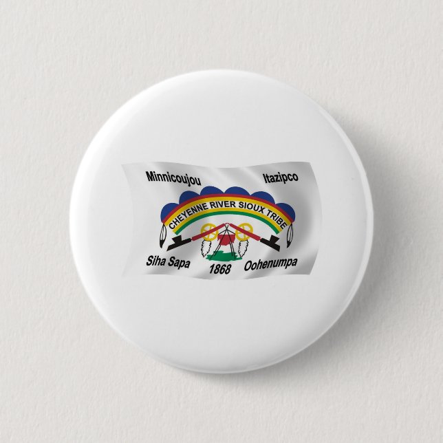 Badge Rond 5 Cm Bouton du drapeau sioux de la rivière Cheyenne (Devant)