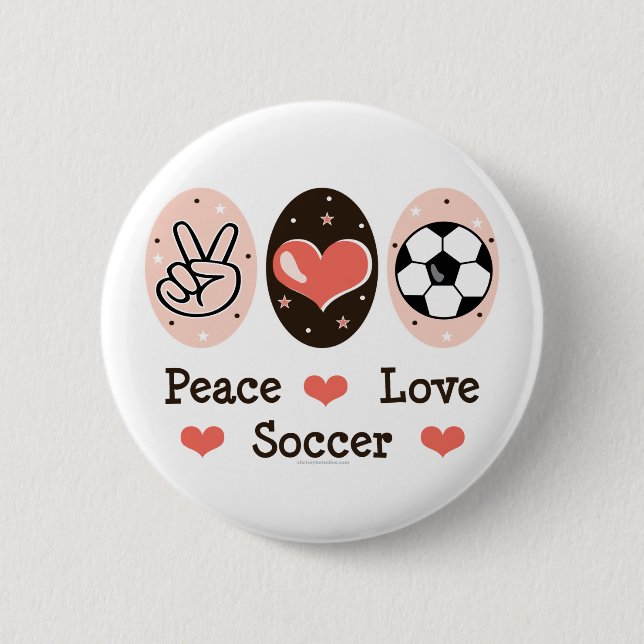 Badge Rond 5 Cm Bouton du football d'amour de paix (Devant)
