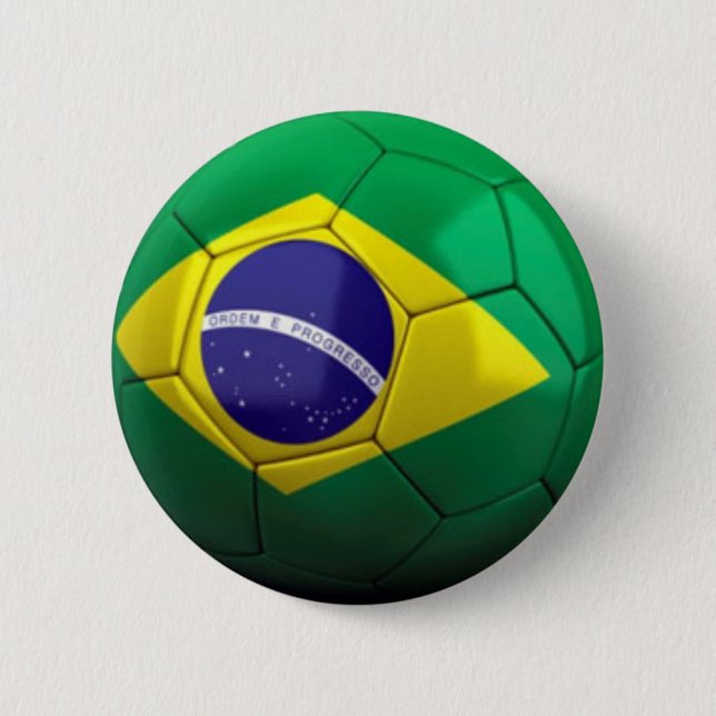 Badge Rond 5 Cm Bouton du football du Brésil (Devant)