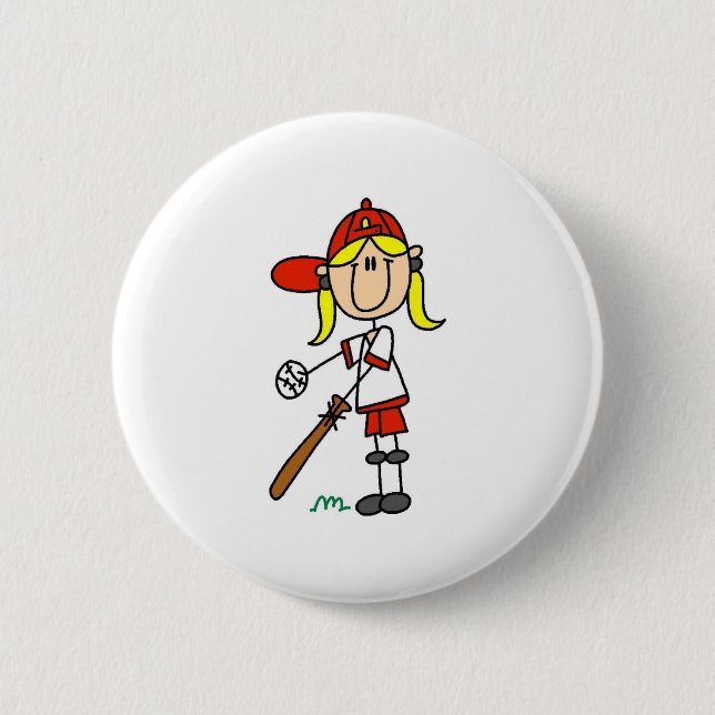 Badge Rond 5 Cm Bouton du joueur de softball féminin (Devant)