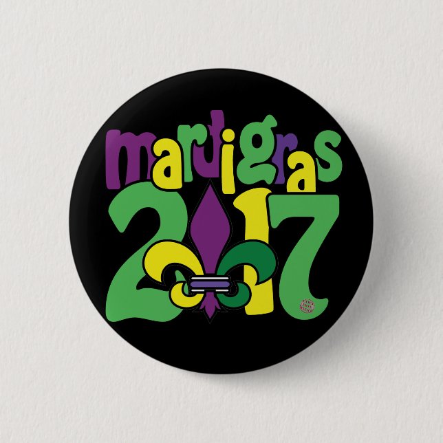 Badge Rond 5 Cm Bouton du mardi gras 2017 (Devant)