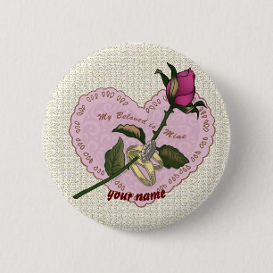 Badge Rond 5 Cm Bouton du mariage Rose de mine bien aimé