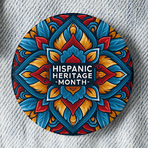 Badge Rond 5 Cm Bouton du Mois du patrimoine hispanique en carreau
