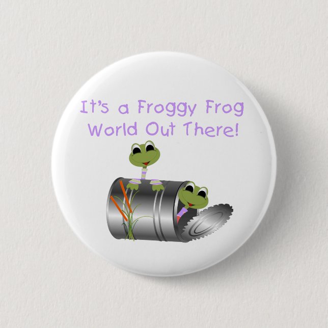 Badge Rond 5 Cm Bouton du MONDE de GRENOUILLE de FROGGY (Devant)