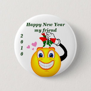 Badge Rond 5 Cm Bouton du Nouvel An heureux