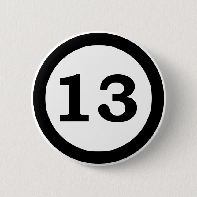 Badge Rond 5 Cm Bouton du numéro 13 (Devant)