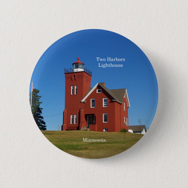Badge Rond 5 Cm bouton du phare de Two Harbors (Devant)
