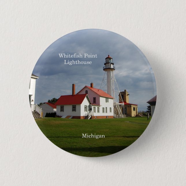 Badge Rond 5 Cm Bouton du phare de Whitefish Point (Devant)