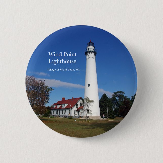 Badge Rond 5 Cm Bouton du phare de Wind Point (Devant)