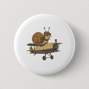 Badge Rond 5 Cm Bouton du pilote d'escargot