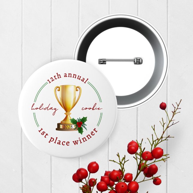 Badge Rond 5 Cm Bouton du Prix du gagnant du concours annuel de va (Christmas Holiday Competition Prize Button for the Winner. Great for Cookie & Sweater Contests!)