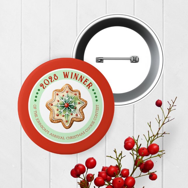 Badge Rond 5 Cm Bouton du prix gagnant du concours annuel de biscu (Christmas Baking Competition Prize Button for the Winner. Great for Cookie & Cooking Contests!)