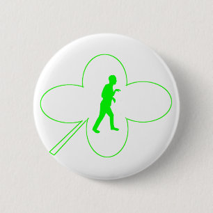 Badge Rond 5 Cm Bouton du shamrock du paddy blanc de St avec le