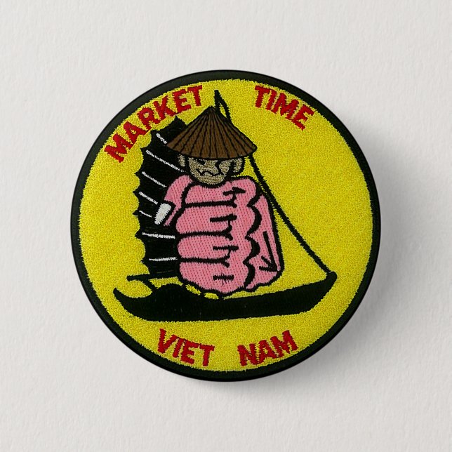 Badge Rond 5 Cm Bouton du Vietnam de temps du marché (Devant)