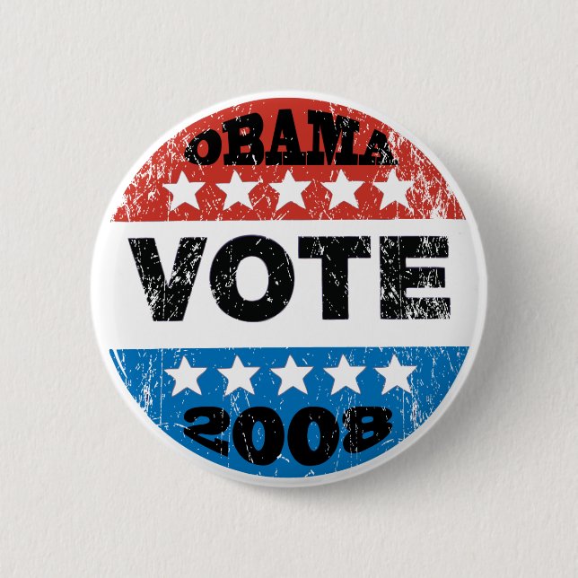 Badge Rond 5 Cm Bouton du vote 2008 d'Obama (Devant)