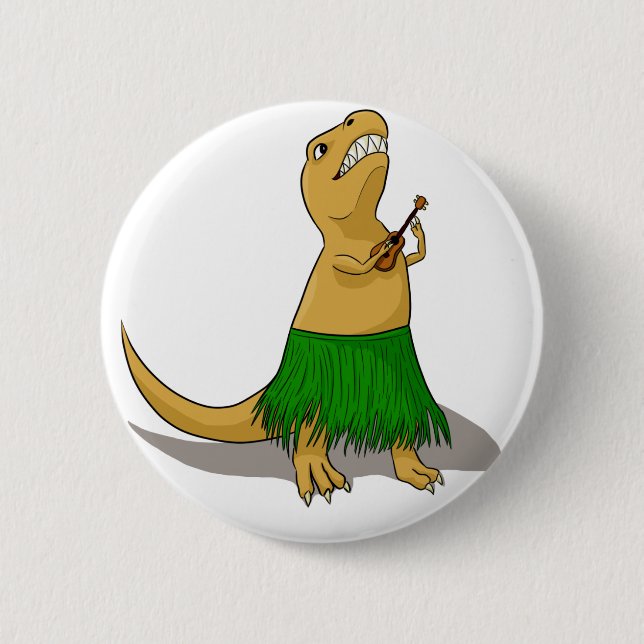 Badge Rond 5 Cm Bouton d'ukulélé de T-Rex (Devant)