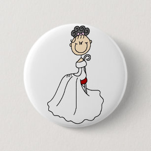 Badge Rond 5 Cm Bouton d'une chevelure noir de jeune mariée