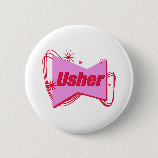 Badge Rond 5 Cm Bouton d'Usher de mariage (Devant)