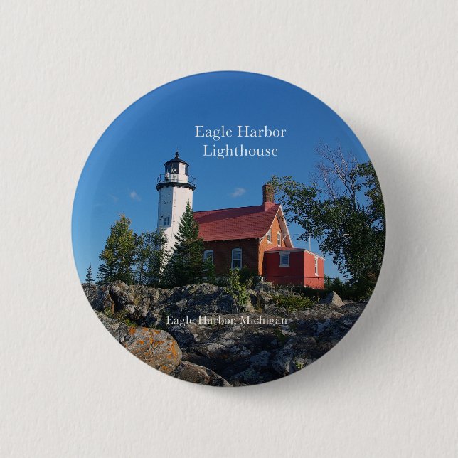 Badge Rond 5 Cm Bouton Eagle Harbour Lighthouse (Devant)
