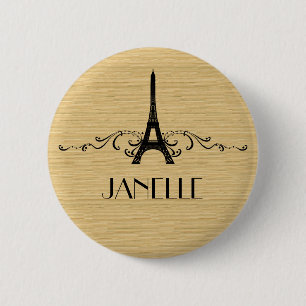 Badge Rond 5 Cm Bouton Ébony Français