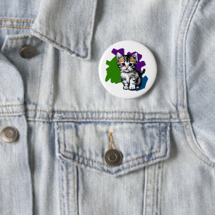 Badge Rond 5 Cm Bouton Éclaboussure d'Encre de Chat Mignon Coloré
