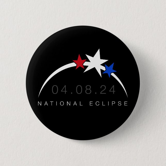 Badge Rond 5 Cm Bouton Éclipse solaire totale 2024 (Devant)