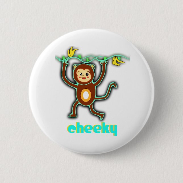 Badge Rond 5 Cm bouton effronté de singe (Devant)
