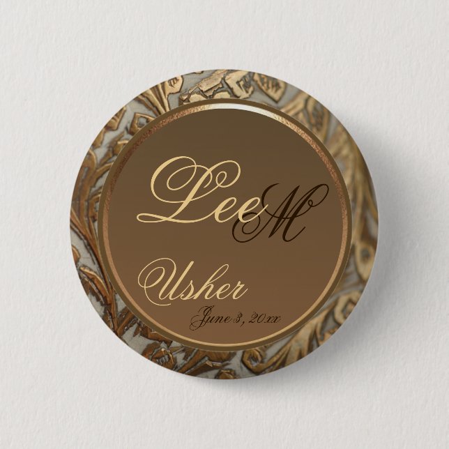 Badge Rond 5 Cm Bouton élégant personnalisable de souvenir d'Usher (Devant)